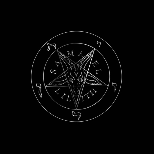 Wiccan symbol srebrny Sigil z Baphomet - satanistyczny symbol boga okultyzmu - Wektor, obraz