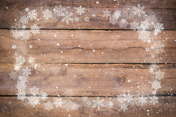 Рустик дерев'яна зимова снігова рамка
 - Фото, зображення