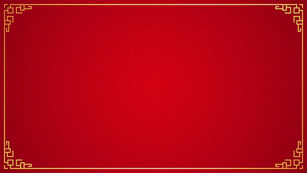 Восточный орнамент китайской границы на красном фоне, векторная иллюстрация
 - Вектор,изображение