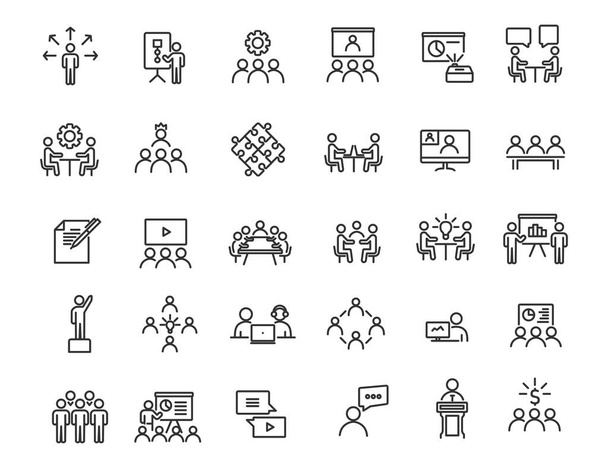 Conjunto de iconos lineales de formación empresarial. Iconos de taller en diseño simple. Ilustración vectorial
 - Foto, Imagen