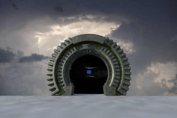 Space Gate into other world 3d rendering - Fotoğraf, Görsel