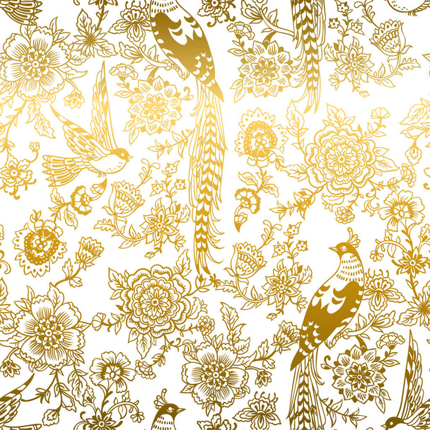 Dark Enchanted Vintage Flowers and Birds seamless pattern vector. Magic forest background. - Фото, зображення