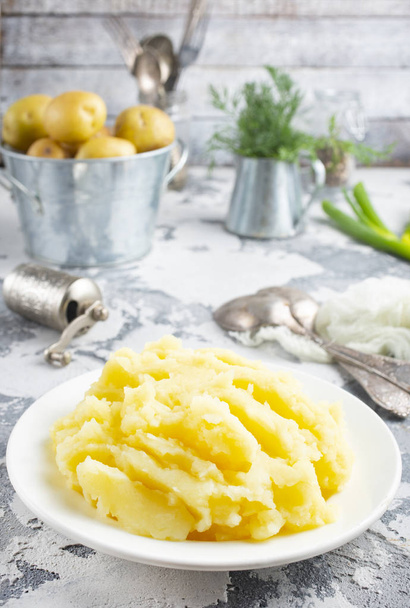 mashed potato with butter in white bowl  - Photo, Image