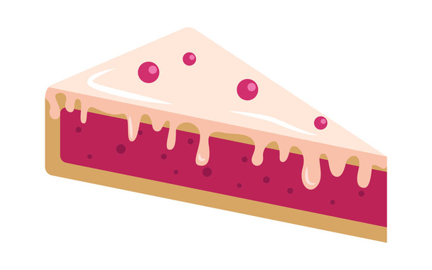 Piece of berry pie with milk frosting, decorated with topping - Διάνυσμα, εικόνα