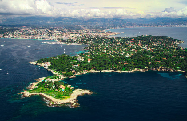 Cote d'Azur, French Riviera from aerial view. Monte carlo, Monaco, Cannes, Nice. Provence and popular destination for travel in Europe. Mediterranean resort. Provence-Alpes-Cote d'Azur, France.  - Photo, Image