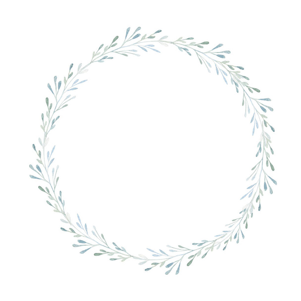 Blank hand drawn leaf wreath frame aquarelle illustration - Zdjęcie, obraz