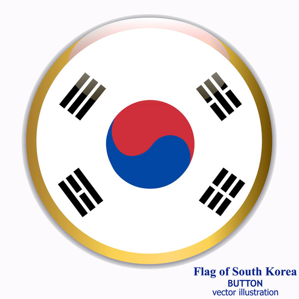 Bright gomb Dél-Korea zászlóval. Zászló illusztráció. - Vektor, kép