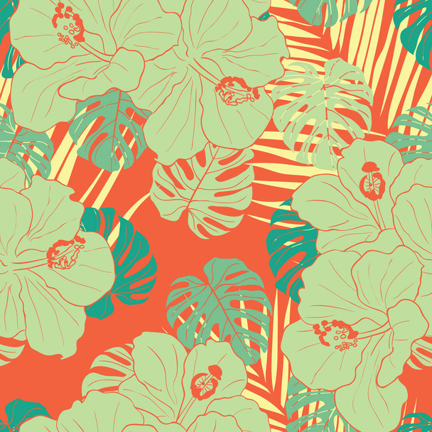Design de padrão sem costura de ramo de folhas tropicais lindas
 - Vetor, Imagem