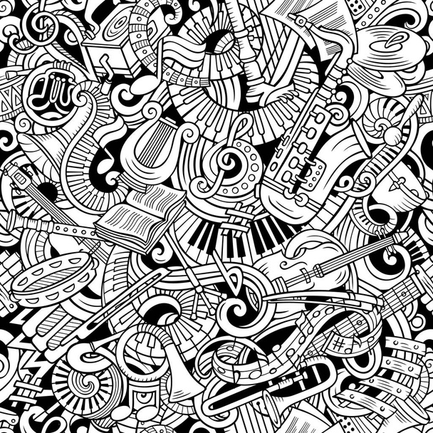 Cartoon cute doodles Klasyczna muzyka bezszwowy wzór - Zdjęcie, obraz