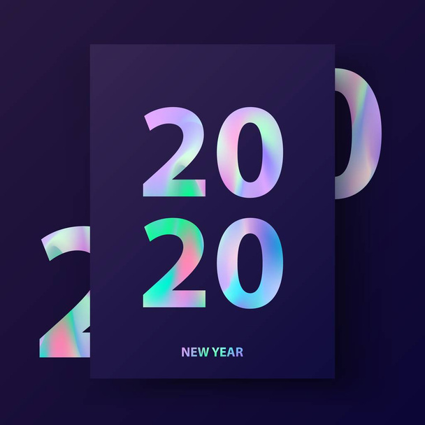 2020 New Year card. Winter holiday invitation in material design. - Vector, Image