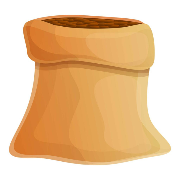 Cocoa sack beans icon, cartoon style - Vector, Image