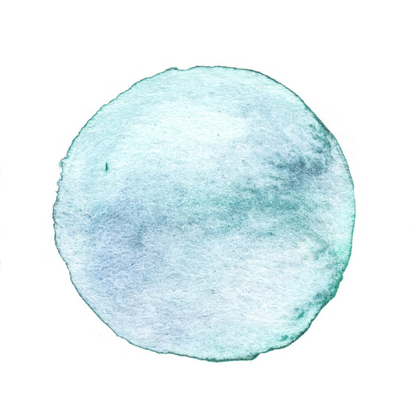 close up of a aquamarine watercolor stain on a white background - Photo, Image