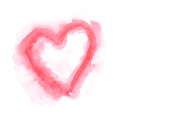 A watercolor pink heart painted on a white background - Photo, Image