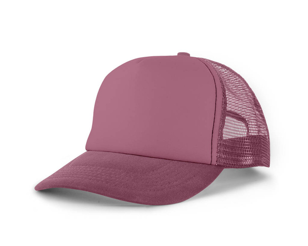 Side View Realistic Cap Mock Up In Cashmere Rose Color egy nagy felbontású kalap mockup, hogy segítsen bemutatni a tervek vagy márka logó gyönyörűen. - Fotó, kép