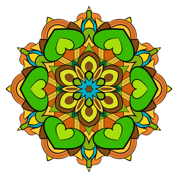 Colored mandala for color book. Symmetrical pattern in the circl - Vektor, obrázek