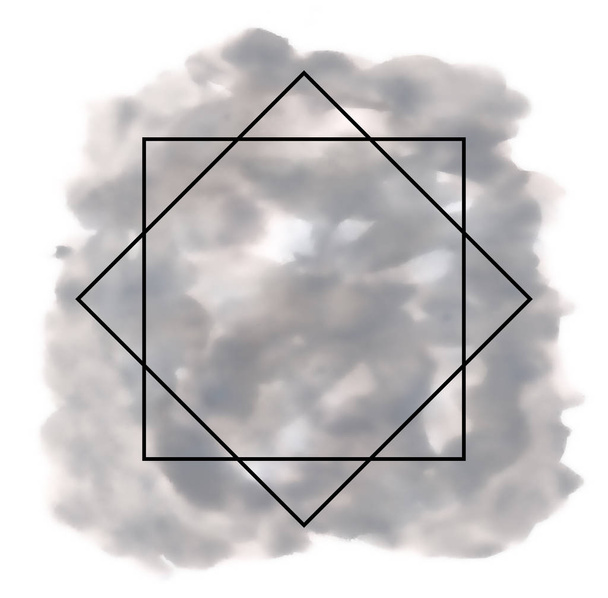 Абстрактний сірий акварельний фон з чорною геометричною рамкою
. - Фото, зображення