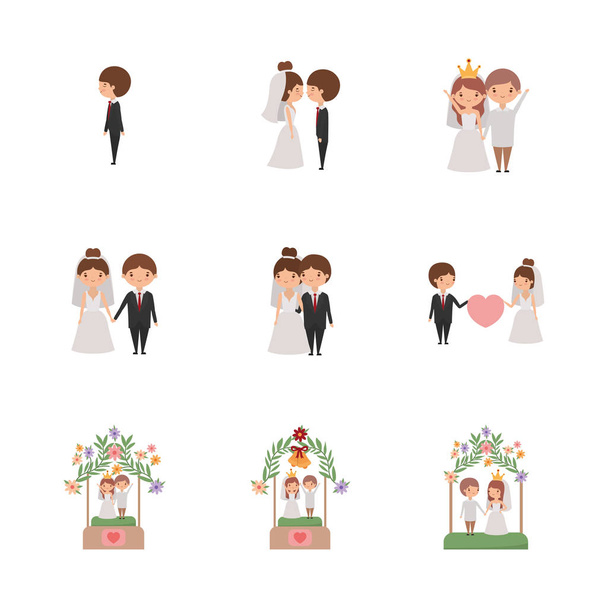 Ensemble de dessins animés pour mariées et mariés
 - Vecteur, image