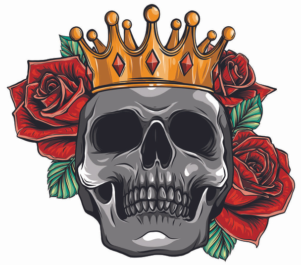 illustration vectorielle crâne portant une couronne royale - Vecteur, image