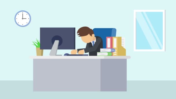 Businessman working in the office. Thinking of idea. Cartoon animation for business concept. Flat Loop animation. - Footage, Video