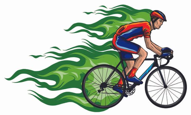 Flaming Trail of Bicycle Race Silhouet vector illustratie - Vector, afbeelding