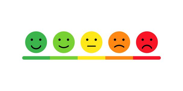 Rating scale in the form of mood emoticons. Feedback or rating. Vector illustration EPS 10 - Vector, Image