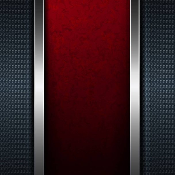 A graceful abstract red dark marbled design with a gray textured frame with a metallic-colored rim - Vector, Image