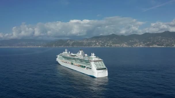 Aerial view. Cruise ship sailing across the Mediterranean sea. - Footage, Video