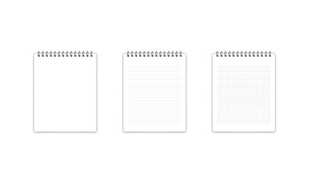 Un conjunto de cuadernos con una hoja en blanco, una hoja en una línea y una jaula. Ilustración vectorial EPS 10
 - Vector, Imagen