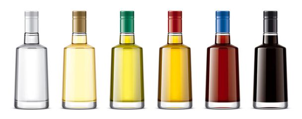 Set of Glass bottles with Oil. Detailed illustration. Stopper.  - Photo, Image