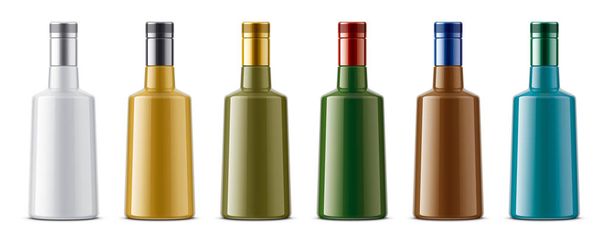 Set of Colored Porcelain Bottles. Metallized surface Stopper.  - Photo, Image
