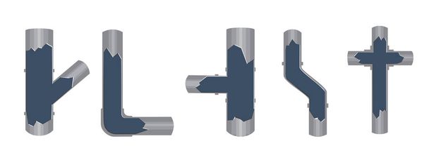 Un tubo e idraulico tagliato isolato su uno sfondo bianco per d
 - Vettoriali, immagini