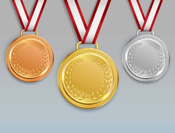 Realistic Winning Medals Set - Vector, Image