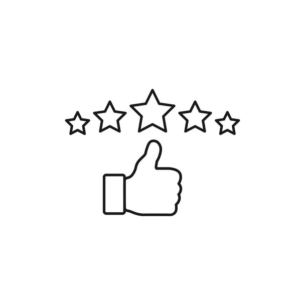 Signo de avaliação de feedback. Polegar para cima e estrelas símbolo em estilo linear no fundo branco. Vetor EPS 10
 - Vetor, Imagem