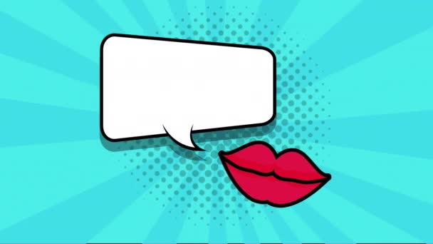 expression speech bubble with mouth pop art style - Footage, Video