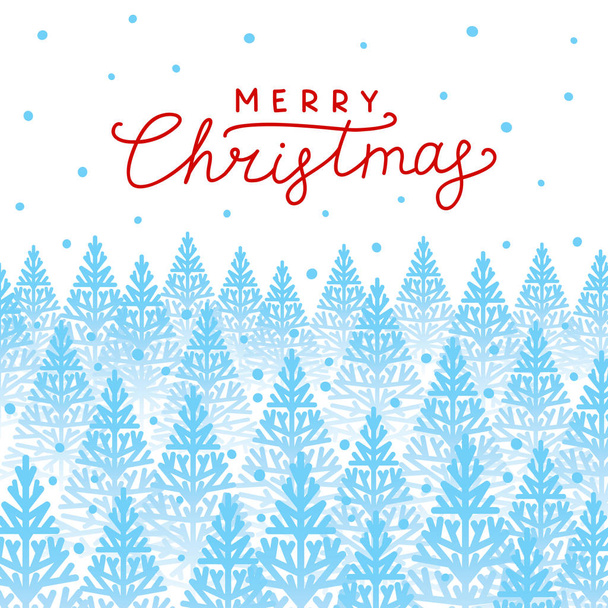 Ευχετήρια κάρτα με χριστουγεννιάτικα δέντρα σε φόντο χιόνι  - Διάνυσμα, εικόνα