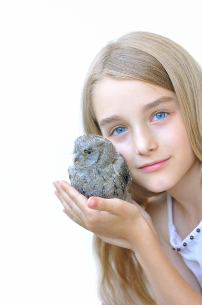 dívka s sova - Fotografie, Obrázek