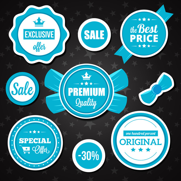 Vector Holiday Sale Badges Stickers and Labels Blue - Vector, afbeelding