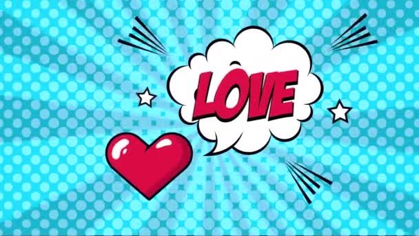 expression speech bubble with heart love pop art style - Footage, Video