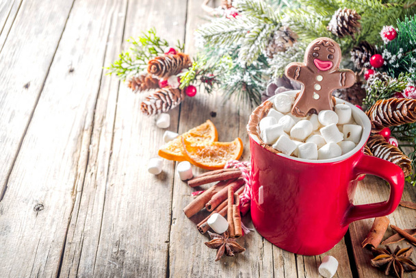 Christmas hot chocolate mug with chocolate gingerbread man - Foto, immagini