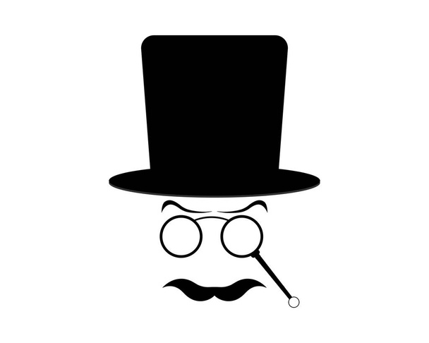 cylinder hat eyeglasses and mustaches - Vector, Image