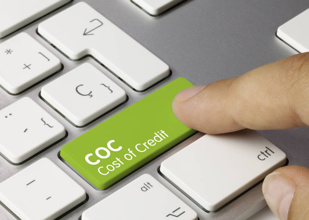 Coc Cost of Credit - Inschrijving op Green Keyboard Key. - Foto, afbeelding