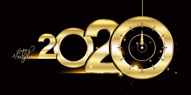 Feliz Año Nuevo 2020 - Fondo brillante de Año Nuevo con elemento de oro y purpurina - Vector
 - Vector, Imagen