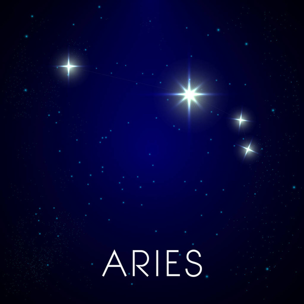 Zodiac stars constellation, aries sign in night sky - Vektör, Görsel