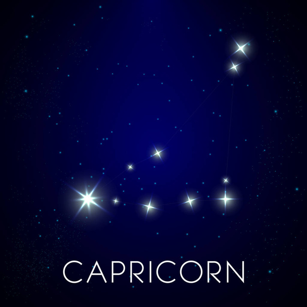 Constellation of Capricorn zodiac sign in night sky, astrology - Vector, afbeelding
