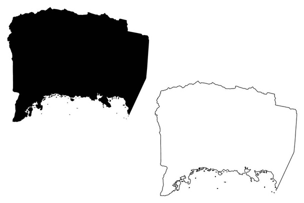 Gmina Lajas (Państwo Portoryko, Porto Rico, Pr, Terytoria Stanów Zjednoczonych) mapa wektor ilustracja, skecz bazgroły Lajas mapa - Wektor, obraz