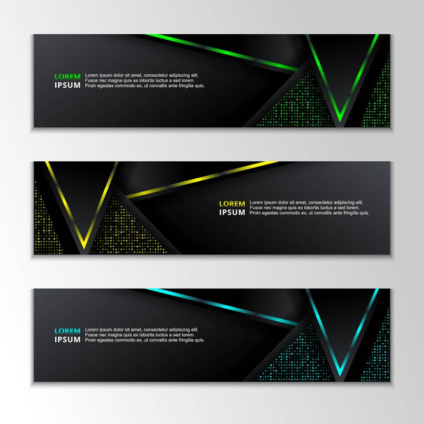 Black Background with Glowing neon promotion banner template, modern design - Διάνυσμα, εικόνα