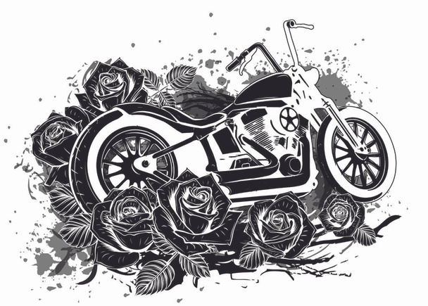 ilustracja wektor Flaming rower Chopper jazda widok z przodu - Wektor, obraz
