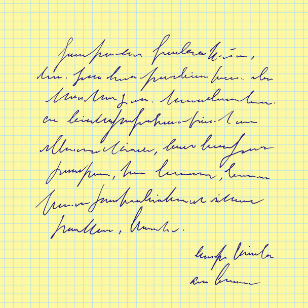 Folha abstrata de papel com texto manuscrito, nota com assinatura, vetor desenhado à mão script ilegível
 - Vetor, Imagem
