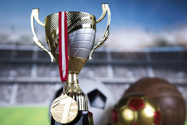 Deporte podio, Copas de premios ganadores
 - Foto, Imagen
