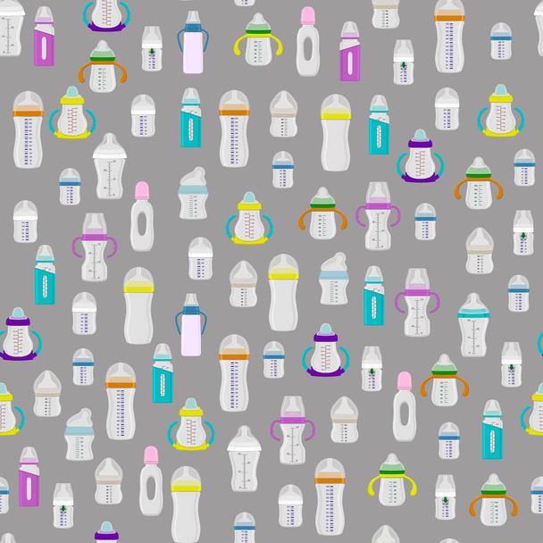 Illustratie op thema grote gekleurde kit babymelk in fles met r - Vector, afbeelding
